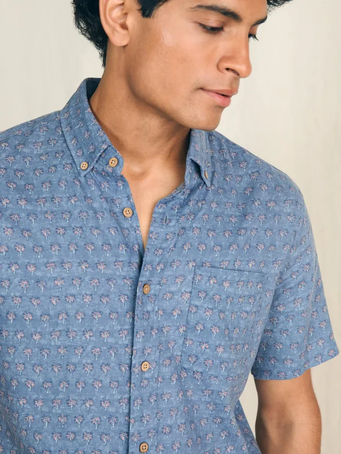 Men Shirts Faherty ShortSleeve Breeze Shirt Paradise Palm