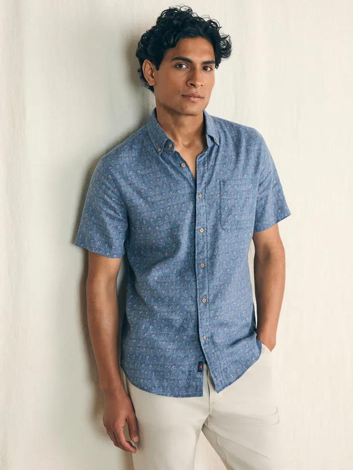 Men Shirts Faherty ShortSleeve Breeze Shirt Paradise Palm