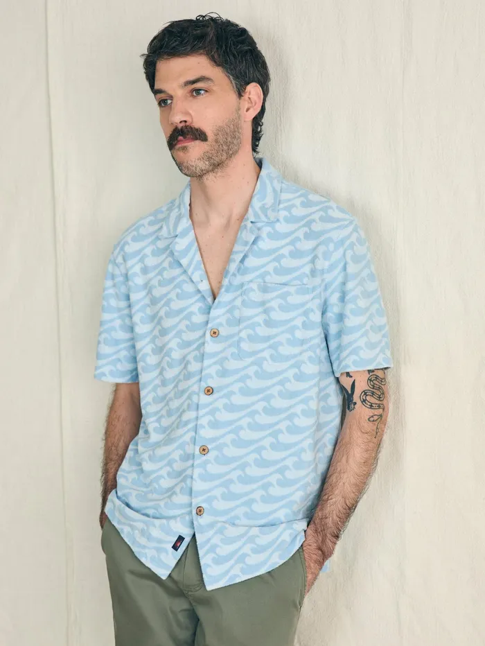 Men Shirts Faherty ShortSleeve Cabana Towel Terry Shirt Endless Peaks