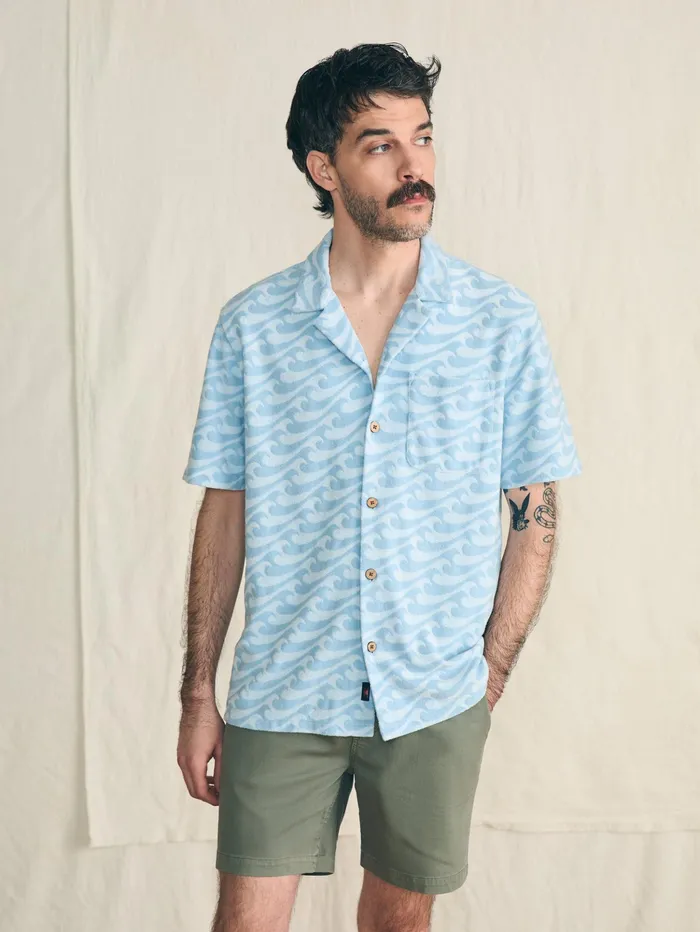 Men Shirts Faherty ShortSleeve Cabana Towel Terry Shirt Endless Peaks