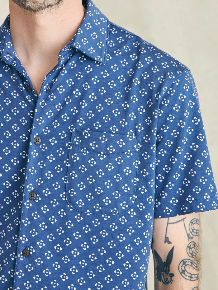 Men Shirts Faherty ShortSleeve Hermosa Knit Shirt Navy Atlas
