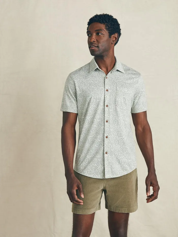 Men Shirts Faherty ShortSleeve Hermosa Knit Shirt Olive Frond