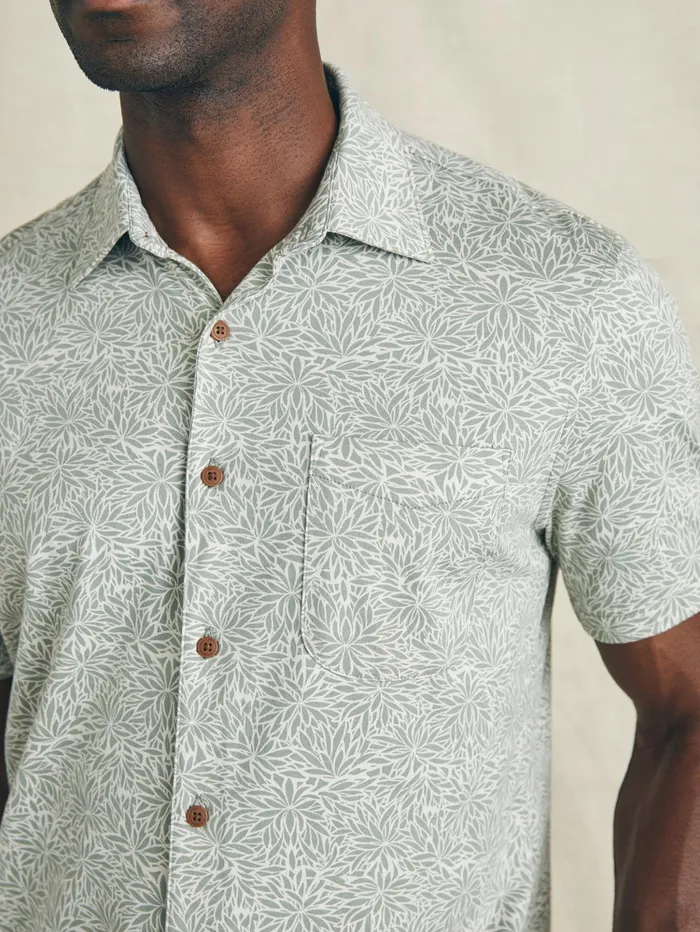 Men Shirts Faherty ShortSleeve Hermosa Knit Shirt Olive Frond