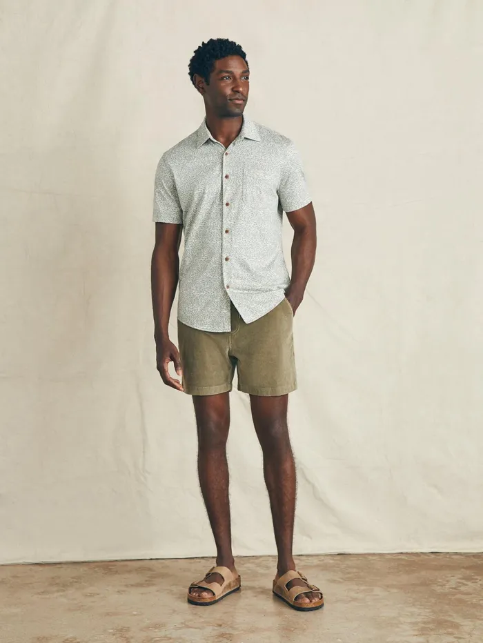 Men Shirts Faherty ShortSleeve Hermosa Knit Shirt Olive Frond