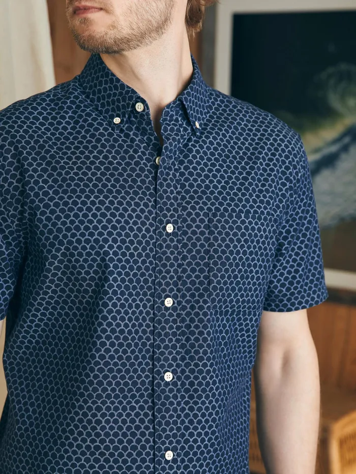 Men Shirts Faherty ShortSleeve Stretch Playa Shirt Tall Midnight Fishscale Men Shirts Faherty ShortSleeve Stretch Playa Shirt Tall Midnight Fishscale