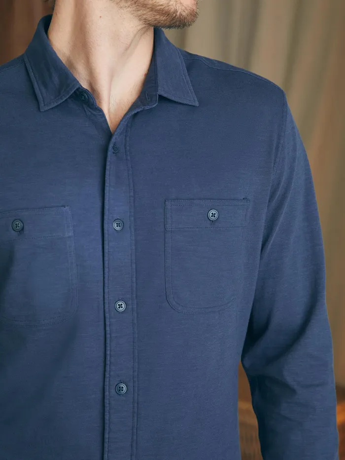 Men Shirts Faherty Sunwashed Knit Shirt Dune Navy