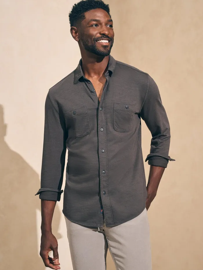 Men Shirts Faherty Sunwashed Knit Shirt Washed Black