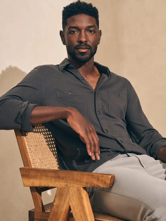 Men Shirts Faherty Sunwashed Knit Shirt Washed Black