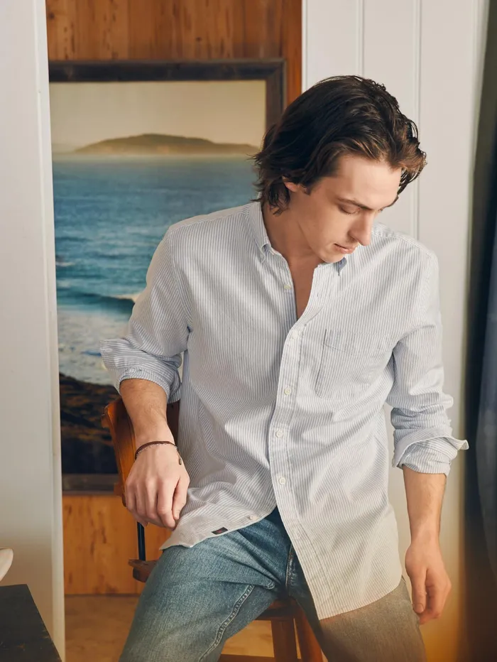 Men Shirts Faherty Supima Oxford Shirt Tall Classic Stripe