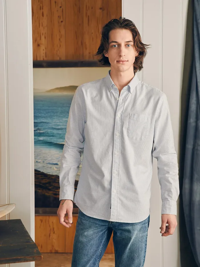 Men Shirts Faherty Supima Oxford Shirt Tall Classic Stripe