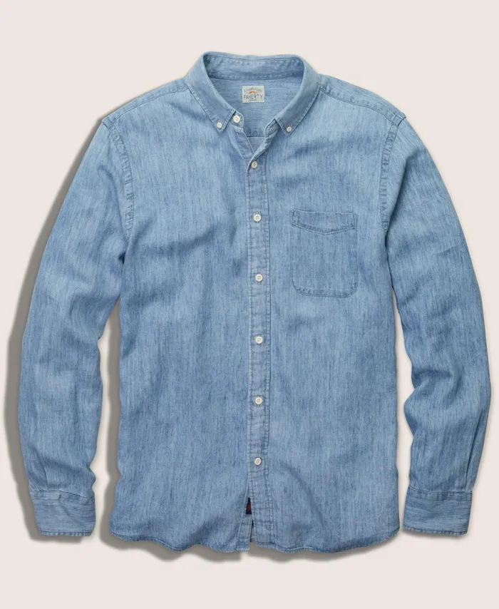 Men Shirts Faherty Tried and True Chambray Shirt Vintage Indigo