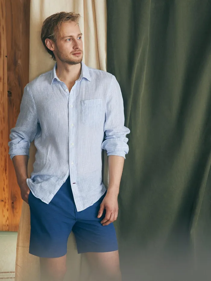 Men Shorts Faherty All Day Shorts 7quot Inseam Navy