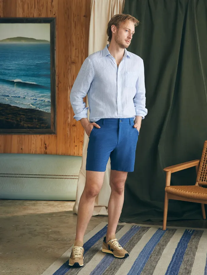 Men Shorts Faherty All Day Shorts 7quot Inseam Navy