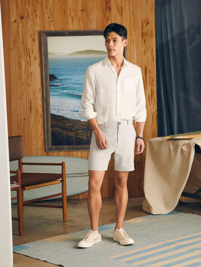 Men Shorts Faherty All Day Shorts 7quot Inseam Stone