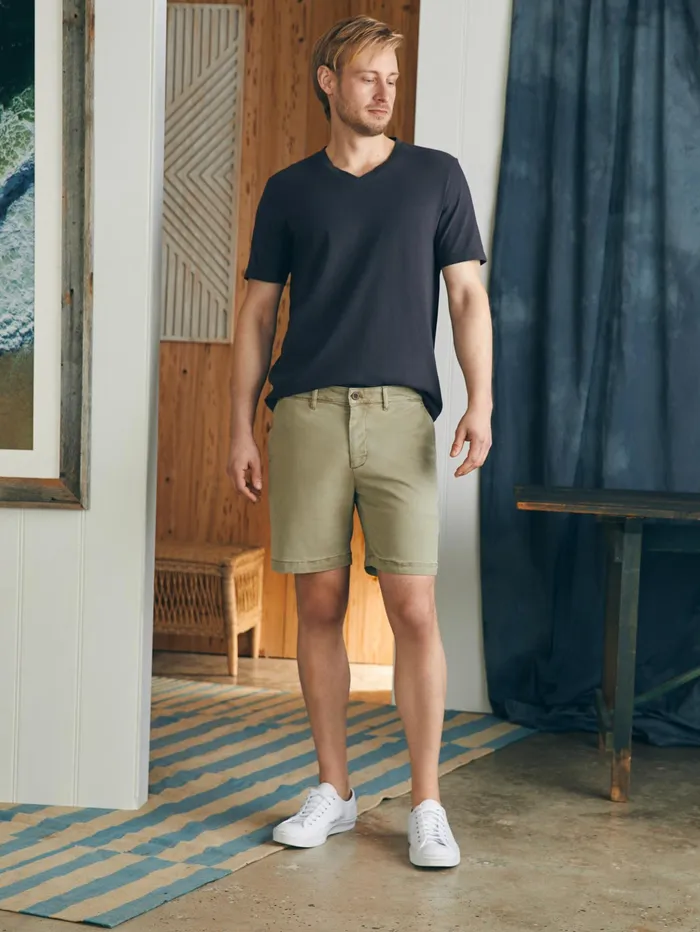 Men Shorts Faherty Coastline Stretch Chino Short 8quot Inseam Mountain Olive
