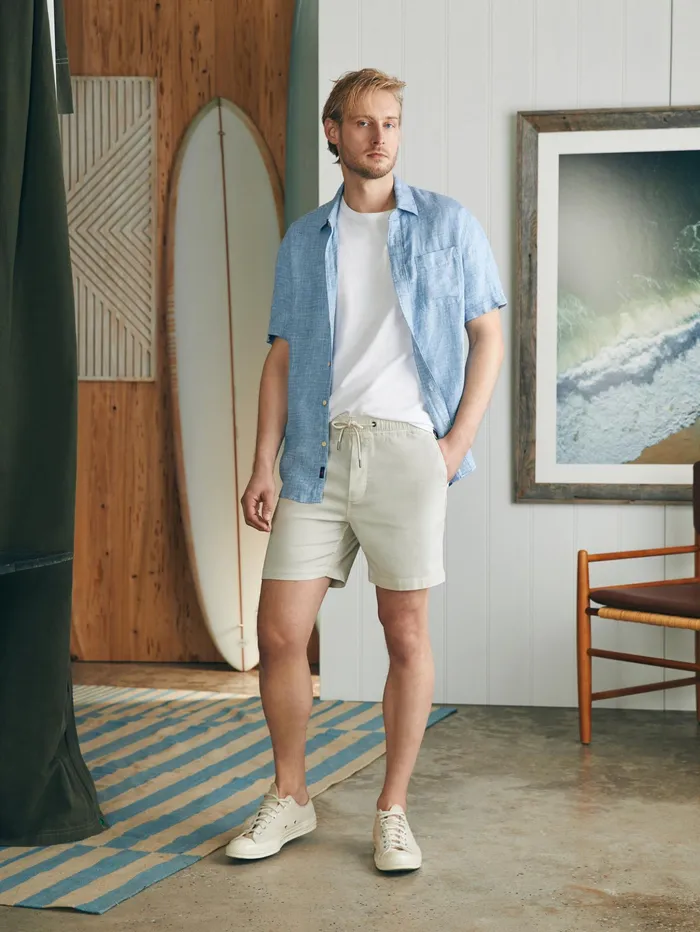 Men Shorts Faherty Essential Drawstring Short 65quot Inseam Birch