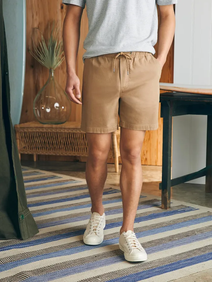 Men Shorts Faherty Essential Drawstring Short 65quot Inseam Oakwood