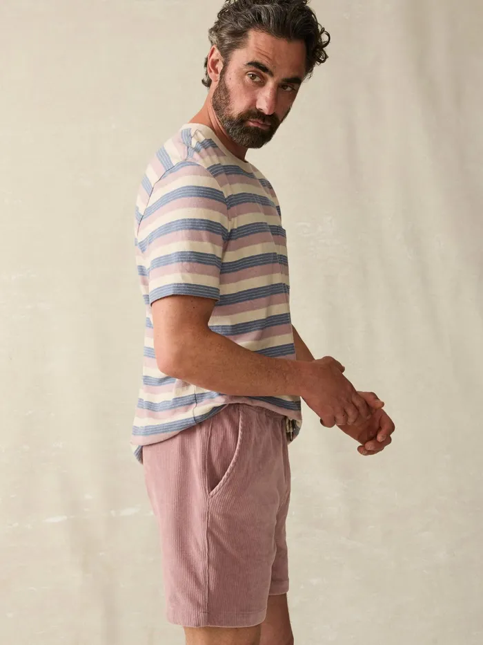 Men Shorts Faherty Essential Italian Knit Cord Short 6quot Inseam Dusty Plum
