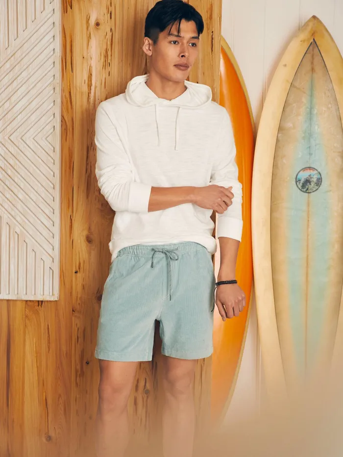 Men Shorts Faherty Essential Italian Knit Cord Short 6quot Inseam Gulf Blue