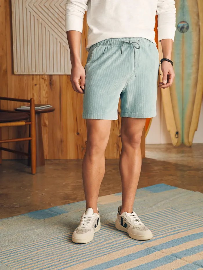 Men Shorts Faherty Essential Italian Knit Cord Short 6quot Inseam Gulf Blue