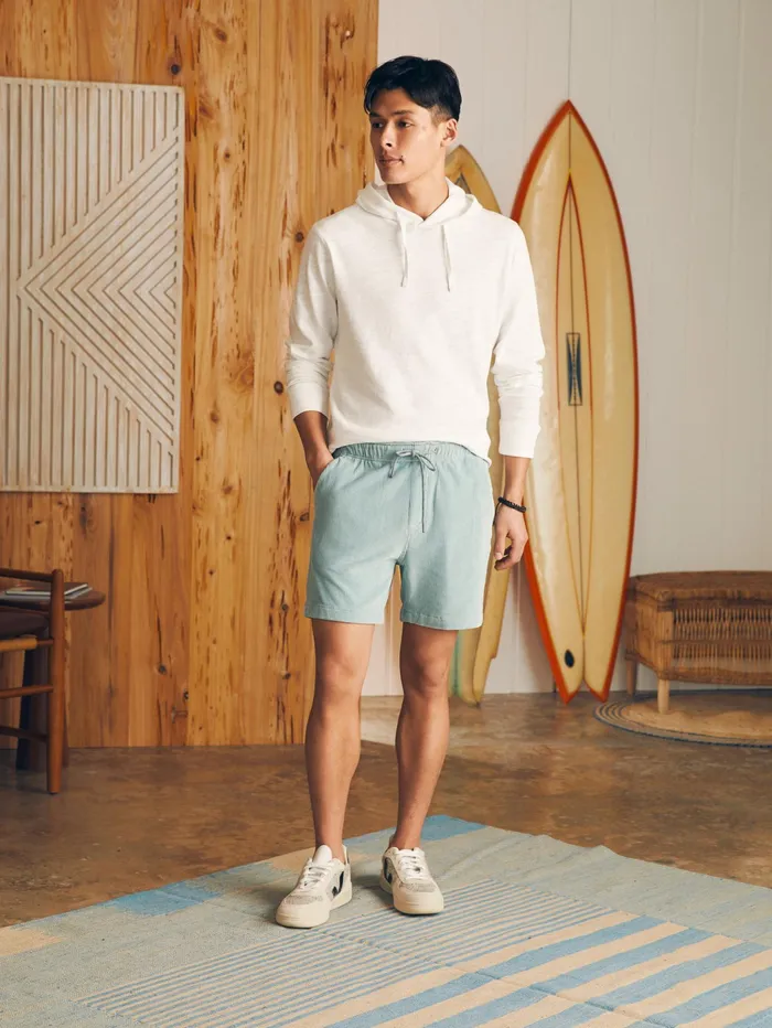 Men Shorts Faherty Essential Italian Knit Cord Short 6quot Inseam Gulf Blue