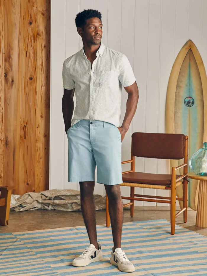 Men Shorts Faherty Movement Chino Short 8quot Inseam Steel Blue