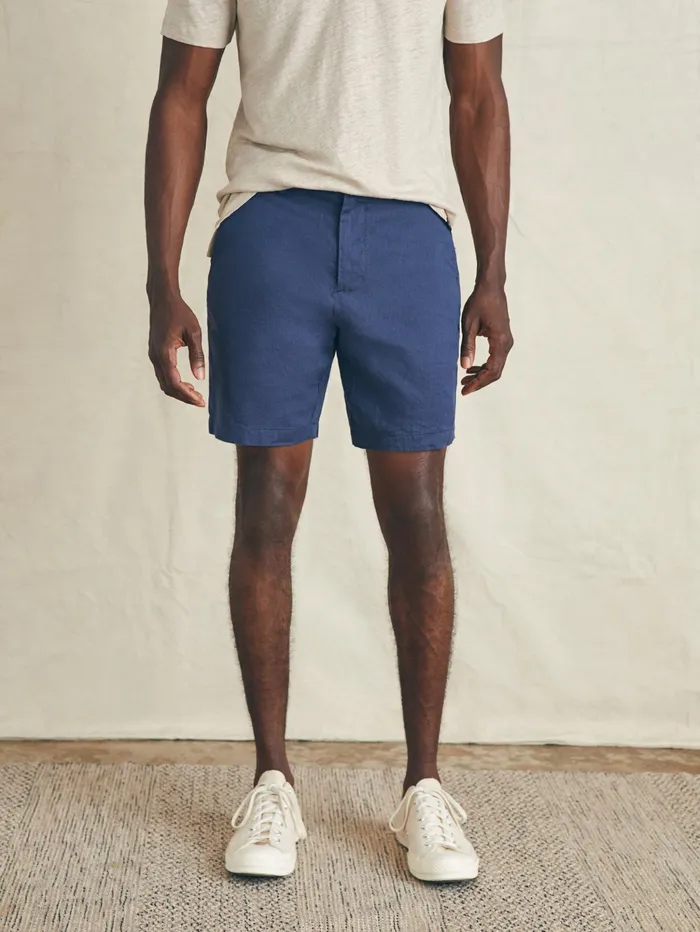 Men Shorts Faherty Movement Flex Linen Short 7quot Inseam Deep Sea Navy