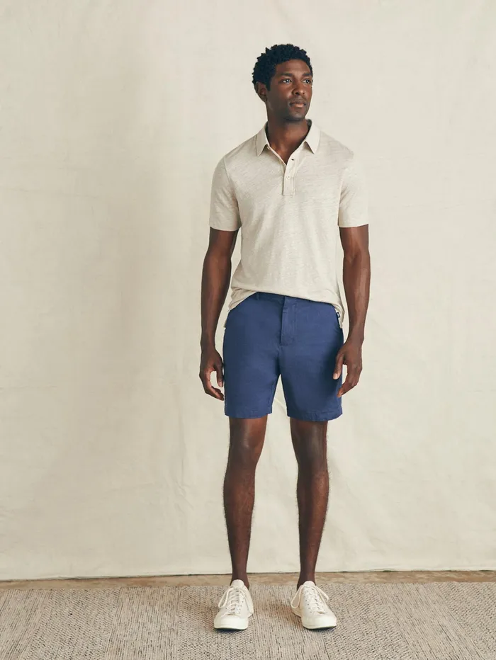Men Shorts Faherty Movement Flex Linen Short 7quot Inseam Deep Sea Navy