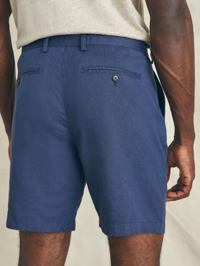 Men Shorts Faherty Movement Flex Linen Short 7quot Inseam Deep Sea Navy