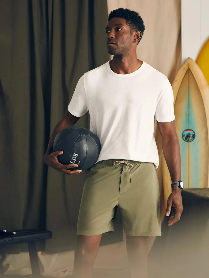 Men Shorts Faherty Shorelite Active Swim Short 7quot Inseam Light Pine
