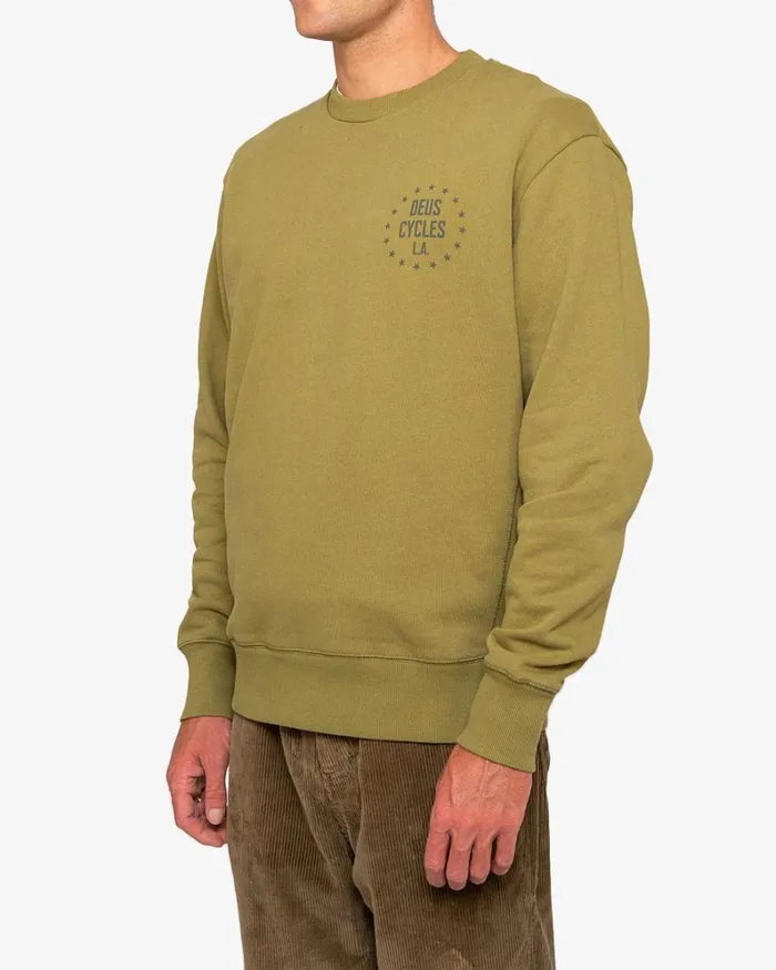 Men Sunrise Crew 8211 Olive Drab Deus Ex Machina HoodiesFleece Men Sunrise Crew 8211 Olive Drab Deus Ex Machina HoodiesFleece