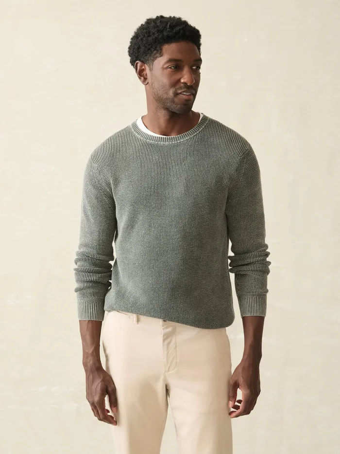 Men Sweaters Faherty Sunwashed Crewneck Sweater Tall Mountain Olive