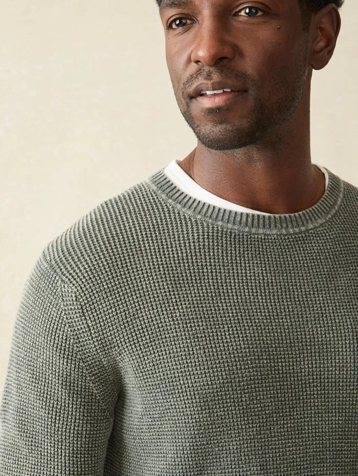 Men Sweaters Faherty Sunwashed Crewneck Sweater Tall Mountain Olive