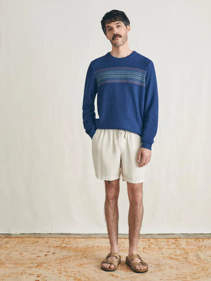 Men Sweaters Faherty Surf Stripe Crew Sweater Navy Sea Sunset