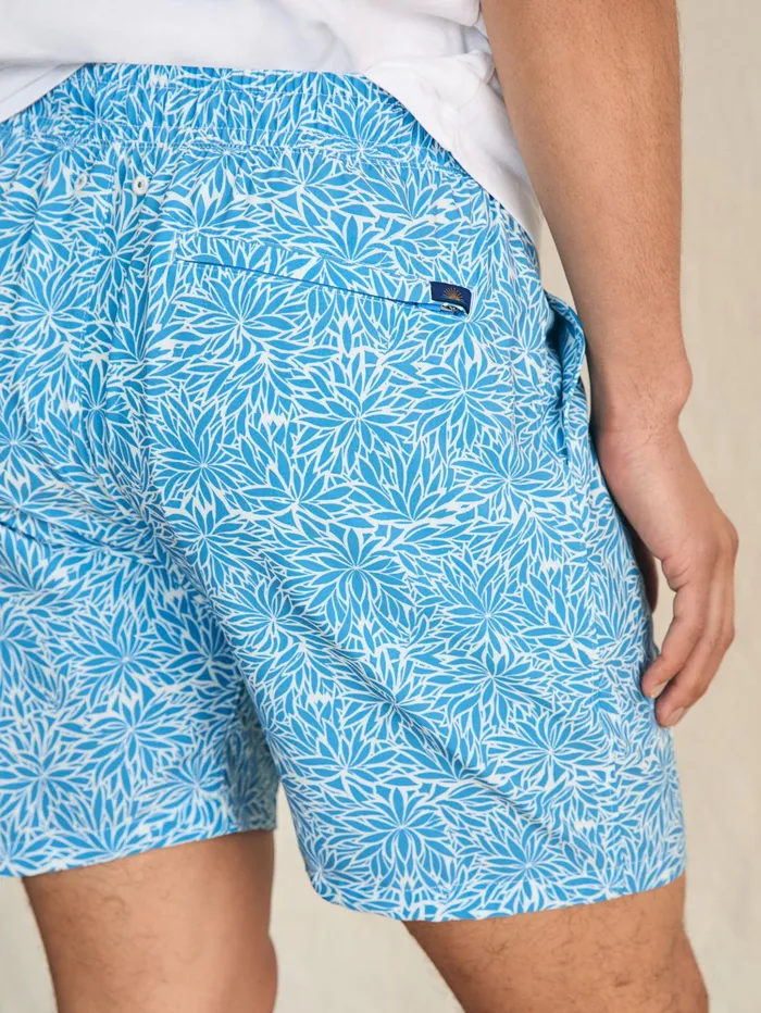 Men Swim Faherty Shorelite Active Swim Short 7quot Inseam Blue Waters Frond