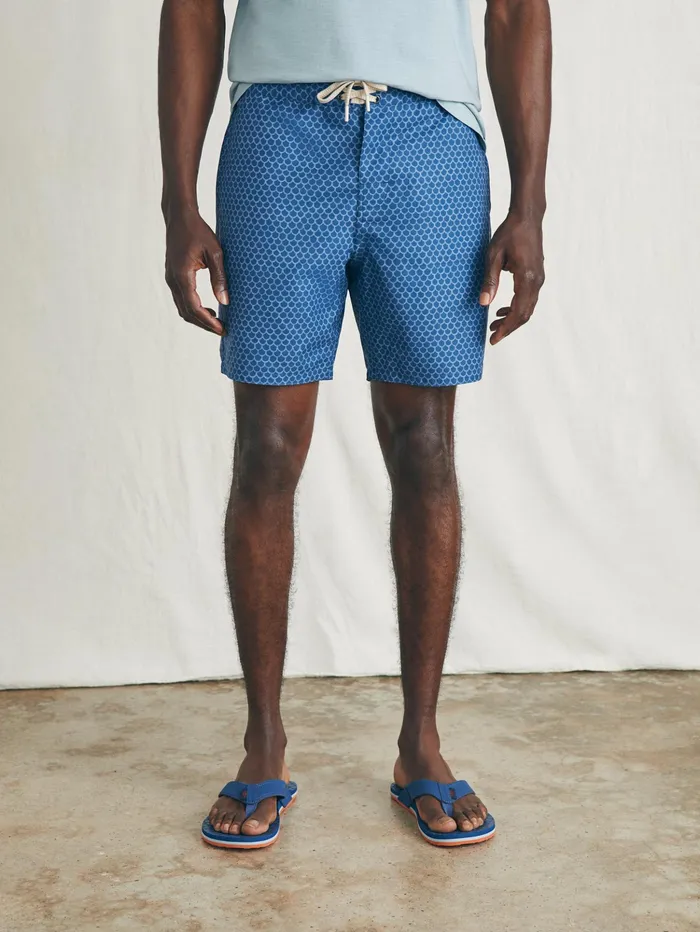 Men Swim Faherty Sunwashed Boardshort Midnight Fishscale