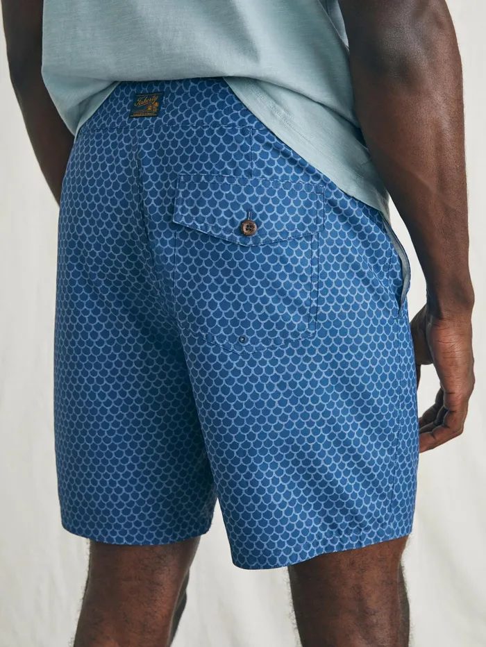 Men Swim Faherty Sunwashed Boardshort Midnight Fishscale