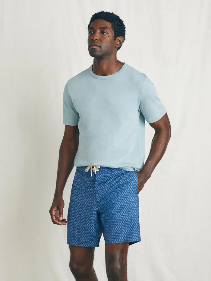 Men Swim Faherty Sunwashed Boardshort Midnight Fishscale