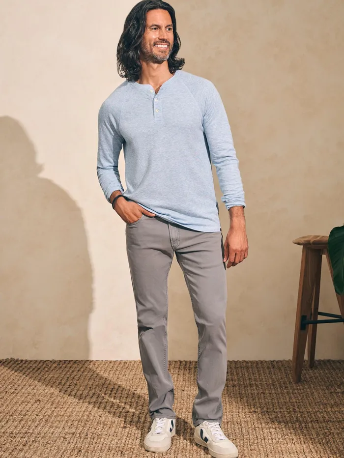 Men TShirts and Henleys Faherty Cloud Cotton LongSleeve Henley Tall Light Blue Heather