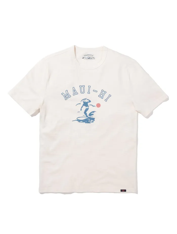 Men TShirts and Henleys Faherty Maui ShortSleeve Crew TShirt White