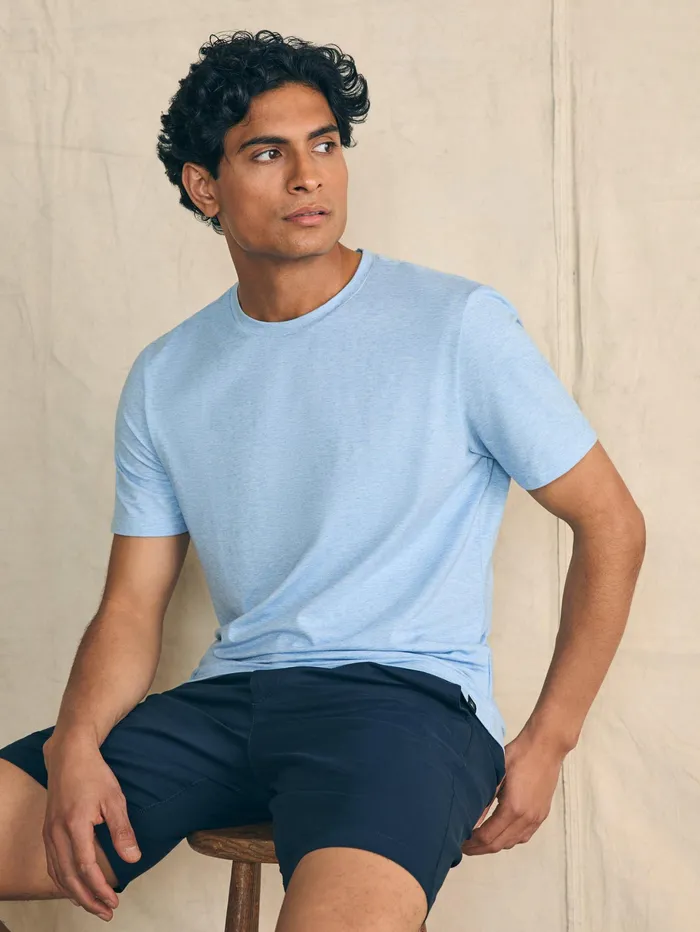 Men TShirts and Henleys Faherty Movement ShortSleeve TShirt Cardiff Blue Heather