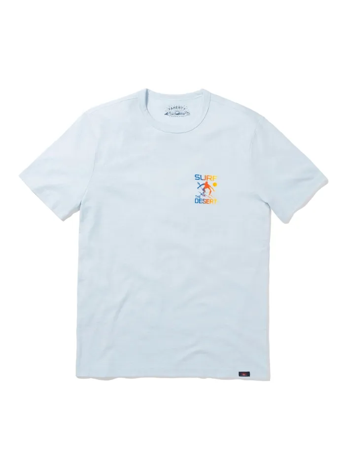 Men TShirts and Henleys Faherty Scottsdale ShortSleeve Crew TShirt Blue Oasis