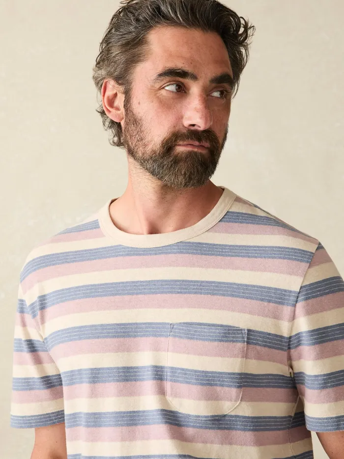 Men TShirts and Henleys Faherty ShortSleeve Hemp Blend Tee Autumn Beach Ombre