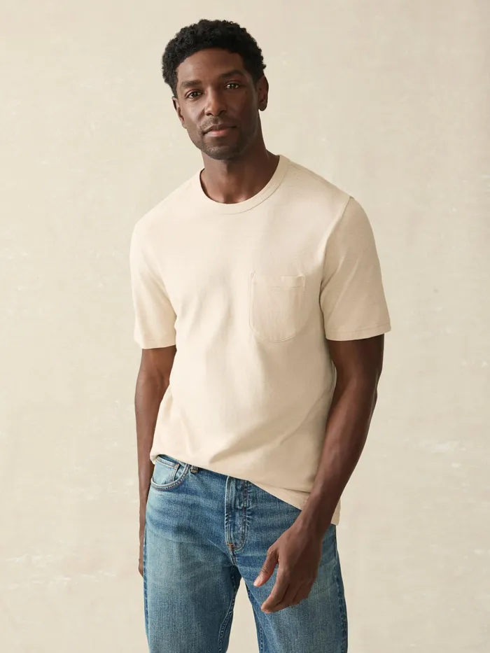 Men TShirts and Henleys Faherty ShortSleeve Hemp Blend Tee Dusty Ivory