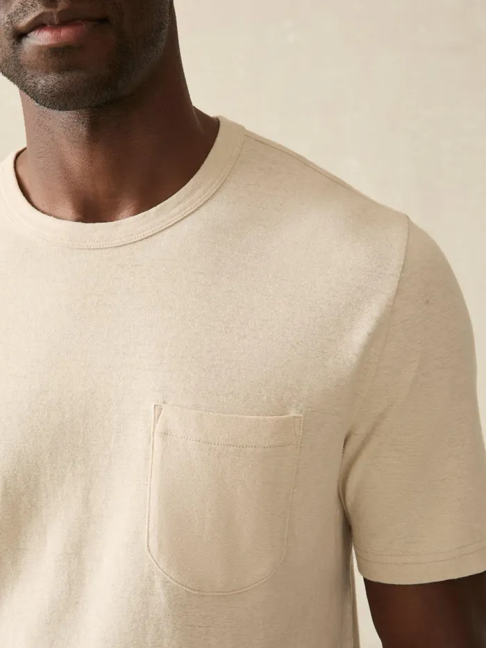 Men TShirts and Henleys Faherty ShortSleeve Hemp Blend Tee Dusty Ivory