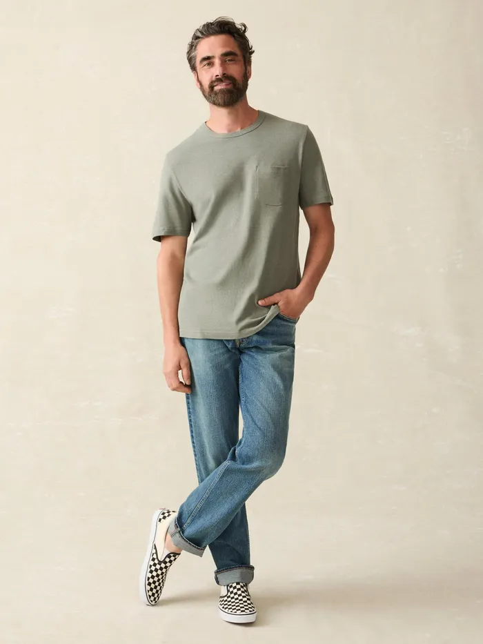 Men TShirts and Henleys Faherty ShortSleeve Hemp Blend Tee Olive Dusk