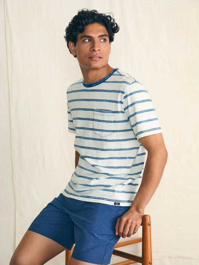 Men TShirts and Henleys Faherty ShortSleeve Indigo Pocket Tee Indigo Tide Stripe Men TShirts and Henleys Faherty ShortSleeve Indigo Pocket Tee Indigo Tide Stripe