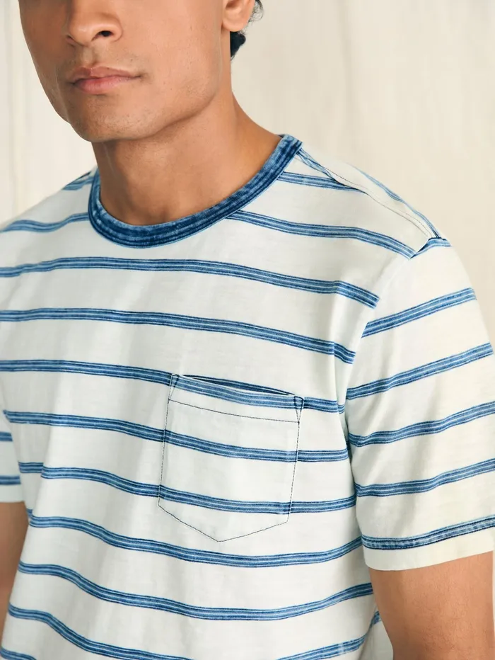 Men TShirts and Henleys Faherty ShortSleeve Indigo Pocket Tee Indigo Tide Stripe