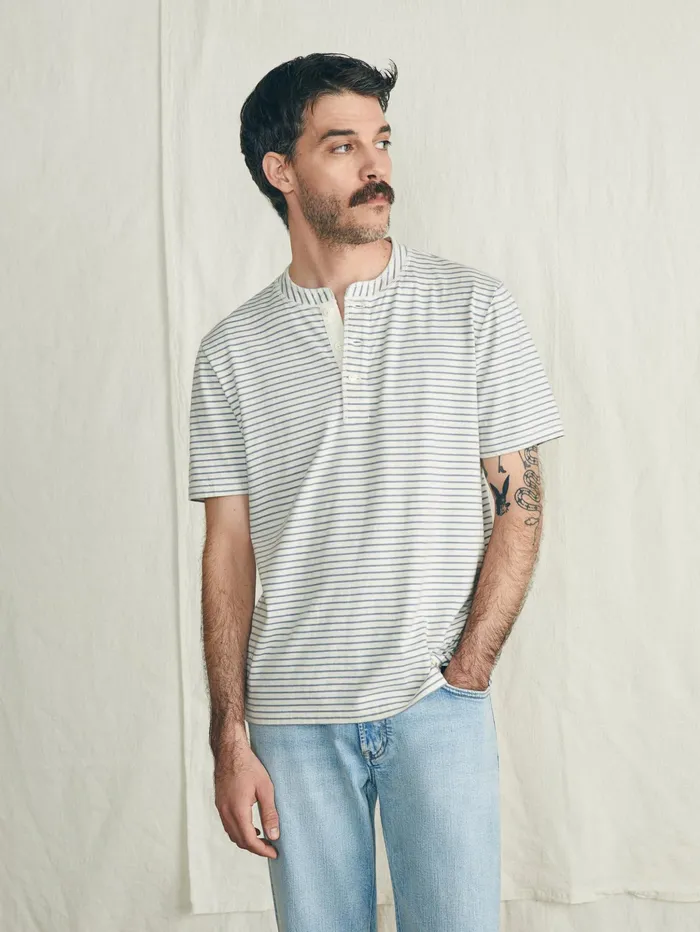 Men TShirts and Henleys Faherty ShortSleeve Sunwashed Henley Shell Flint Stripe Men TShirts and Henleys Faherty ShortSleeve Sunwashed Henley Shell Flint Stripe