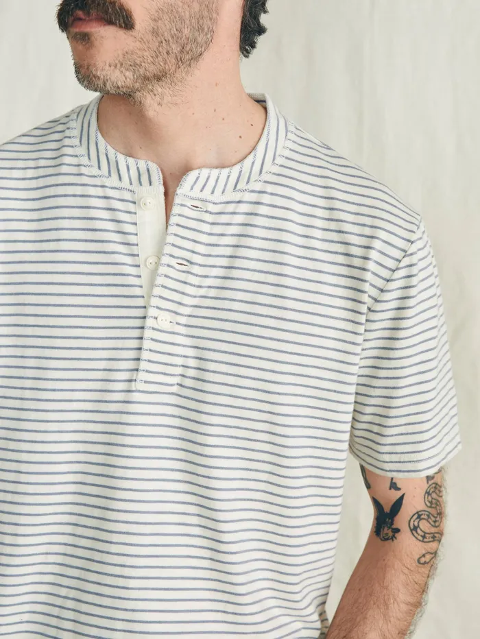 Men TShirts and Henleys Faherty ShortSleeve Sunwashed Henley Shell Flint Stripe